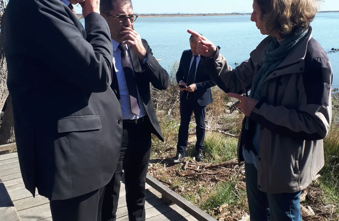 Visite de Michaël Weber et Eric Brua dans le Parc naturel régional de Camargue avec le Président du Parc, Patrick de Carolis