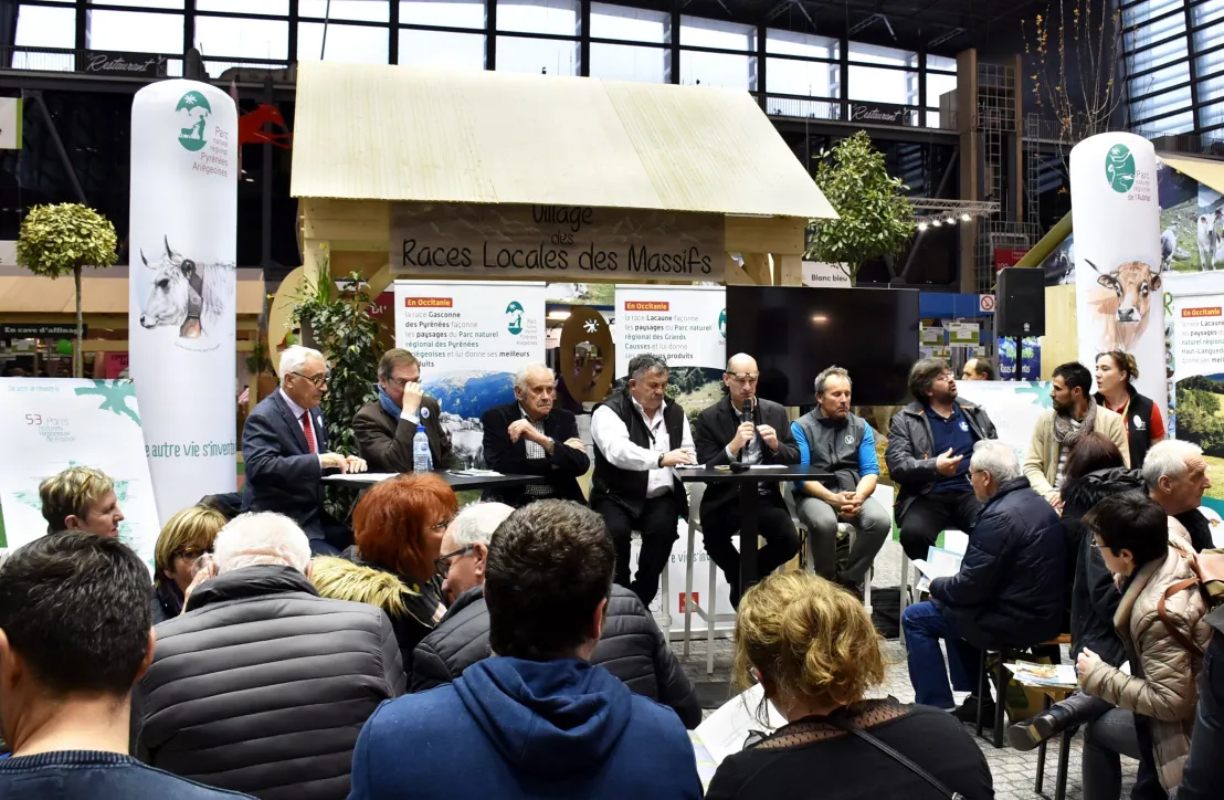 Table ronde "Races locales et territoires de Parc" organisée au Salon de l'agriculture 2019 en partenarait