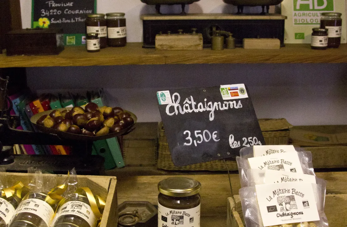 Produits à base de châtaigne Marque Parc, Métairie Basse, Courniou (34)