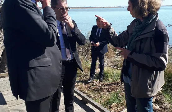 Visite de Michaël Weber et Eric Brua dans le Parc naturel régional de Camargue avec le Président du Parc, Patrick de Carolis