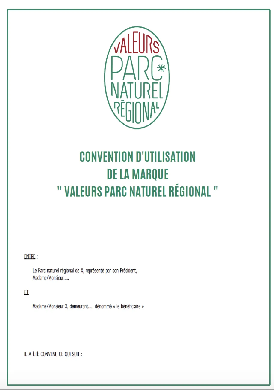 Extrait de la convention cadre du marque Valeurs Parc naturel régional