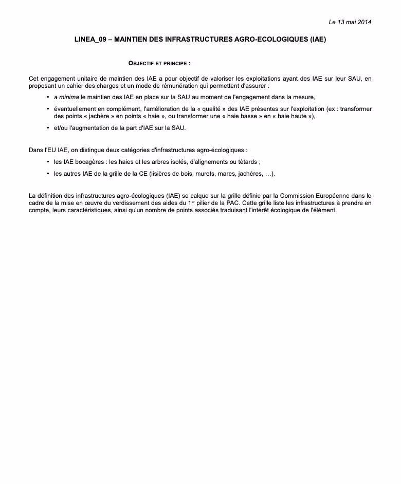 Annexe 3 Maintien des infrastructures agro-écologiques