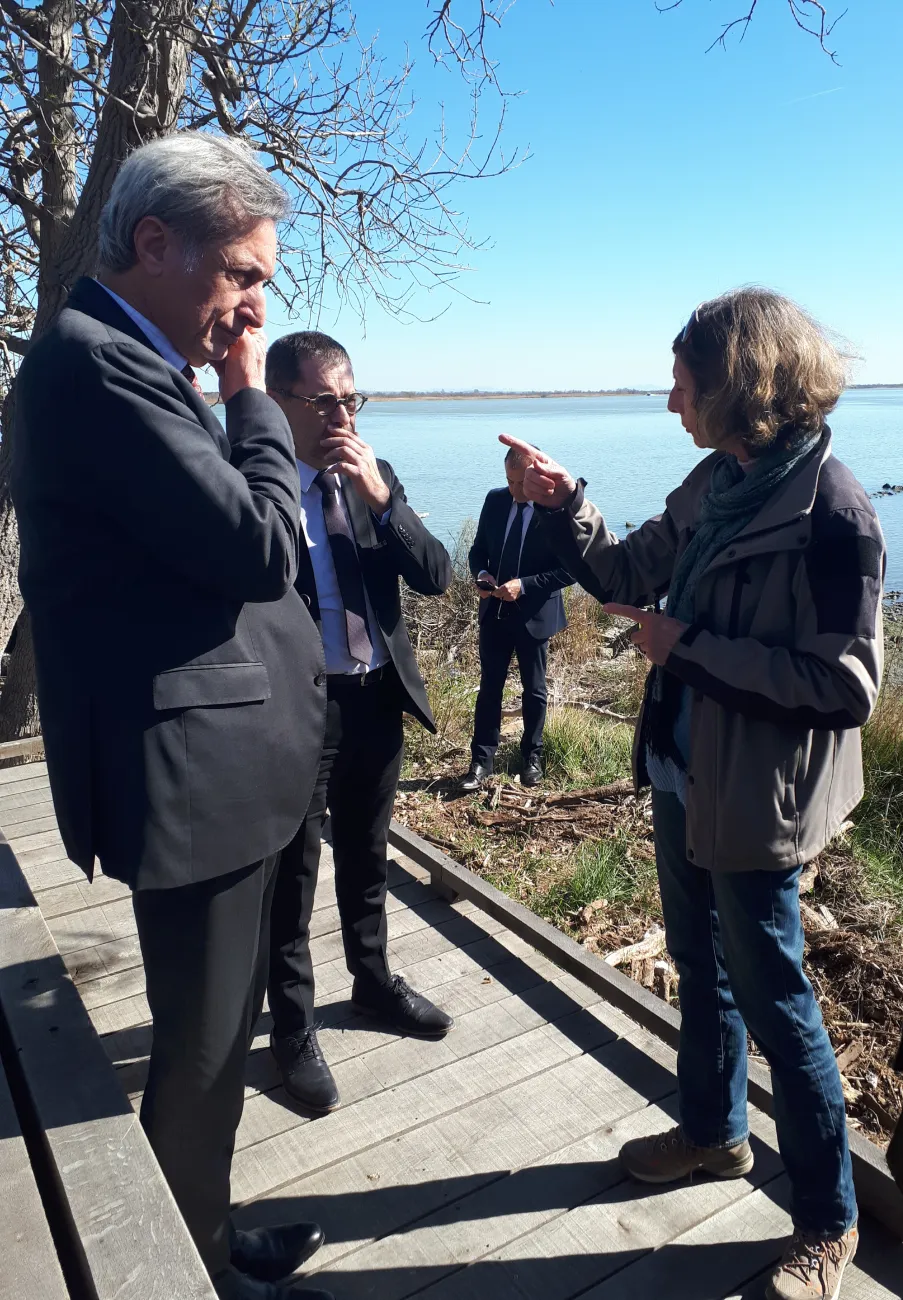 Visite de Michaël Weber et Eric Brua dans le Parc naturel régional de Camargue avec le Président du Parc, Patrick de Carolis