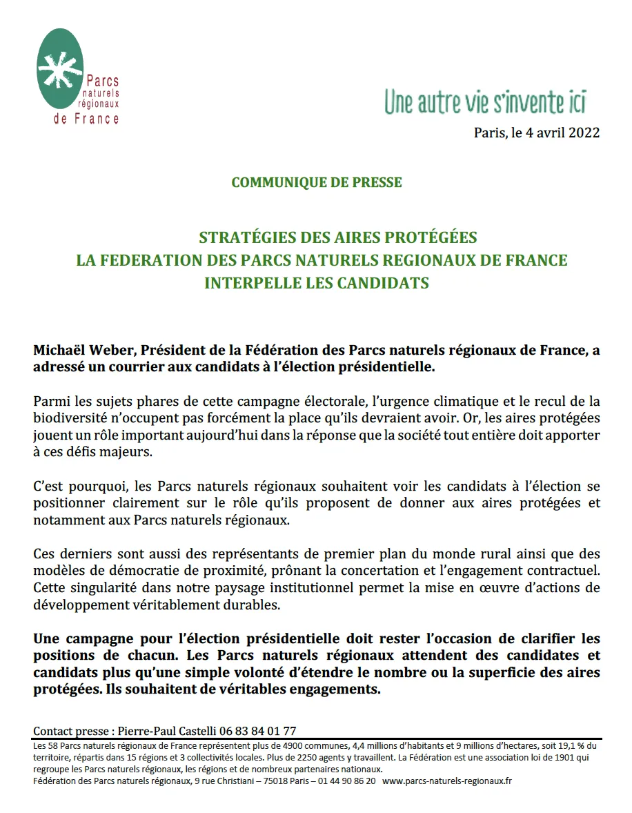 CP stratégie aire sprotégées - élections 2022 a 