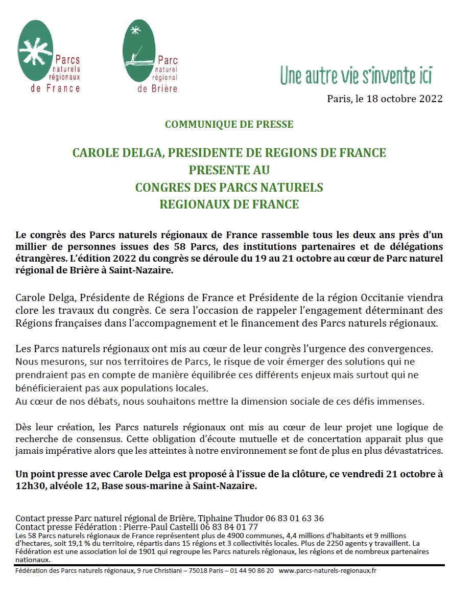 CP Carole Delga présente au Congrès des Parcs