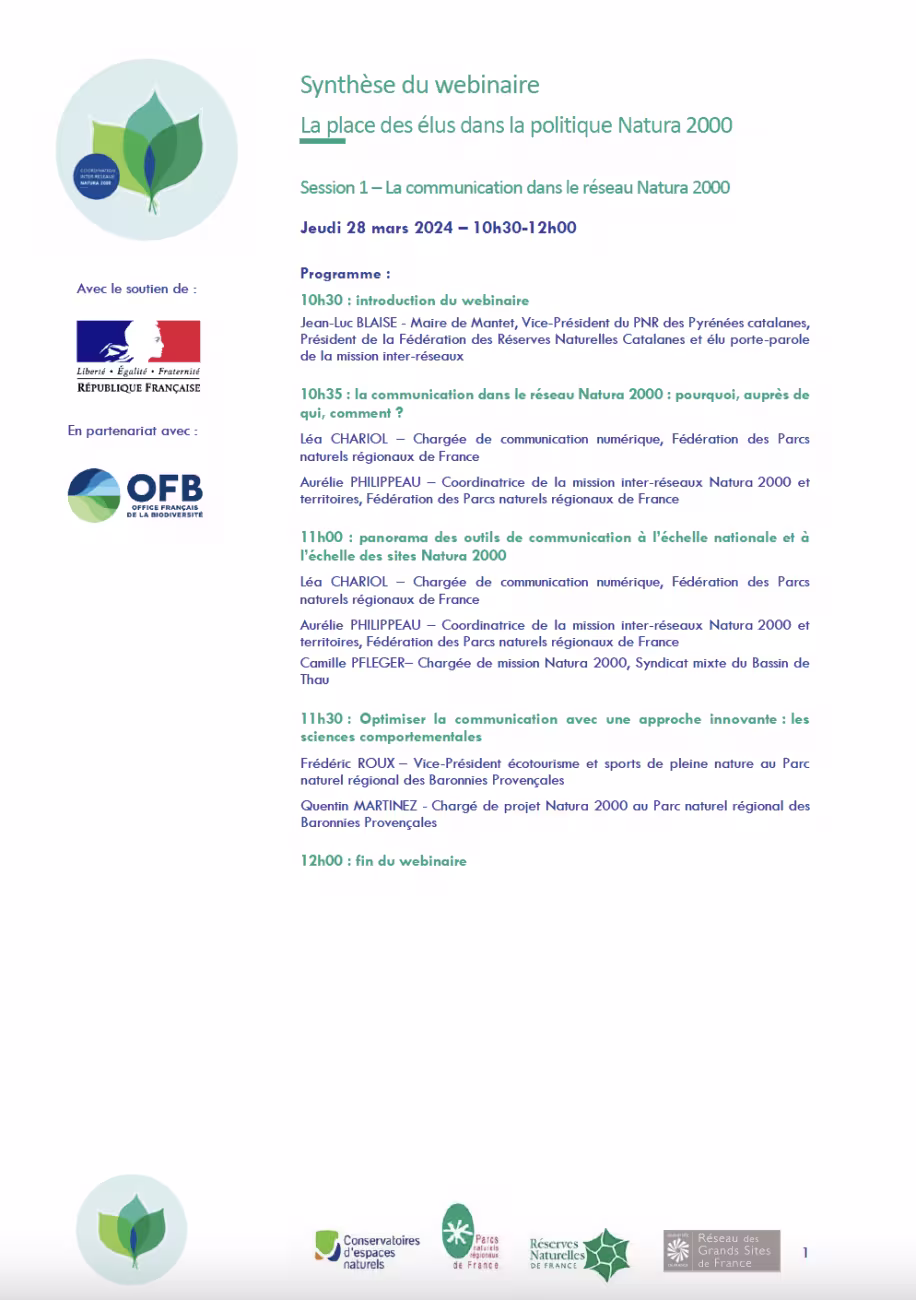 La communication dans le réseau Natura 2000 - CR webianire