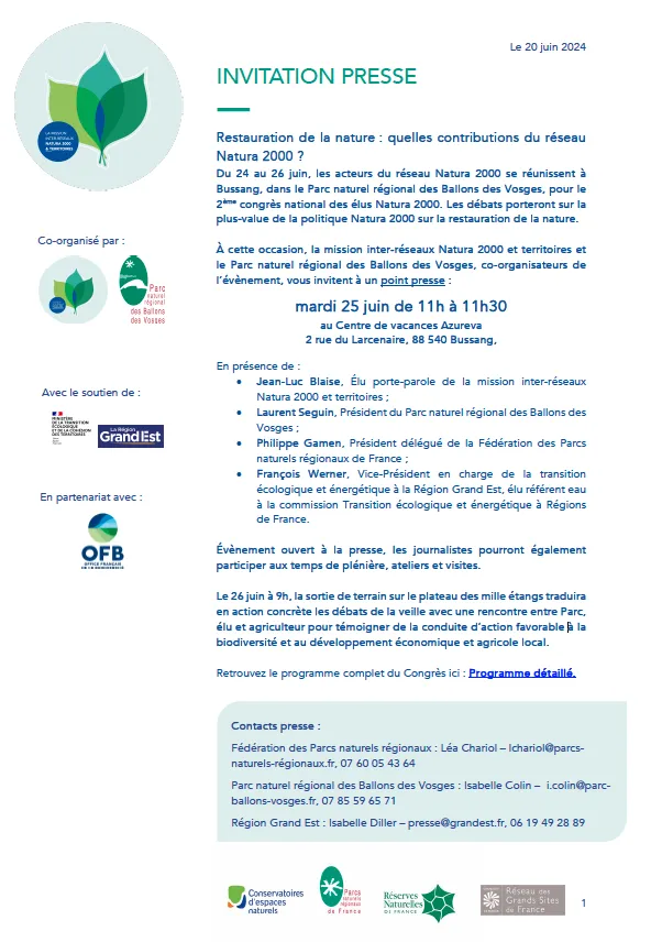 Invitaiton presse congrès N2000 2024 