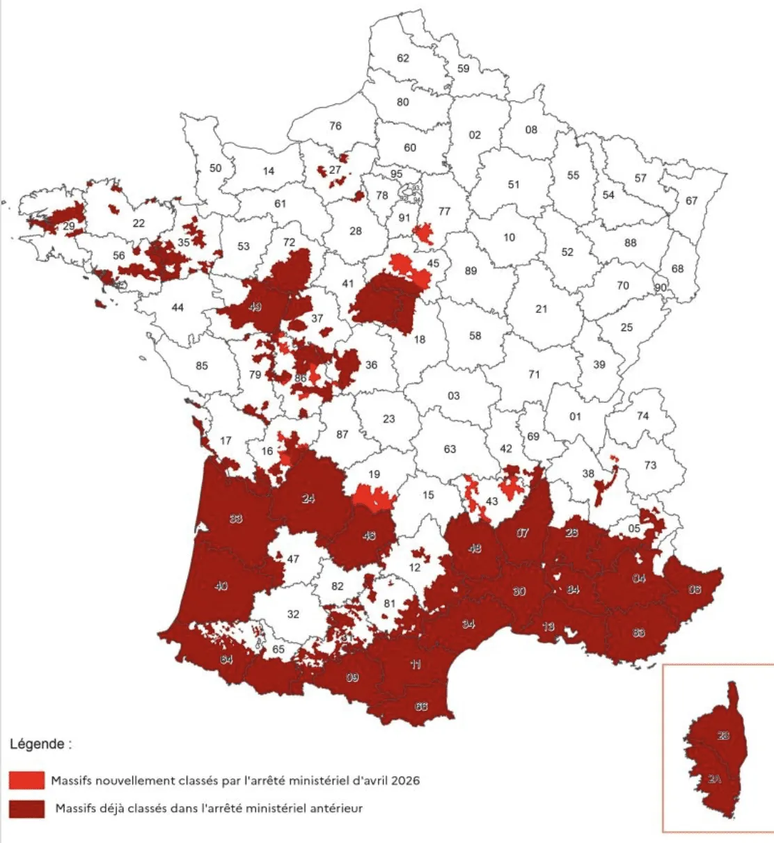 Départements concernés par des OLD