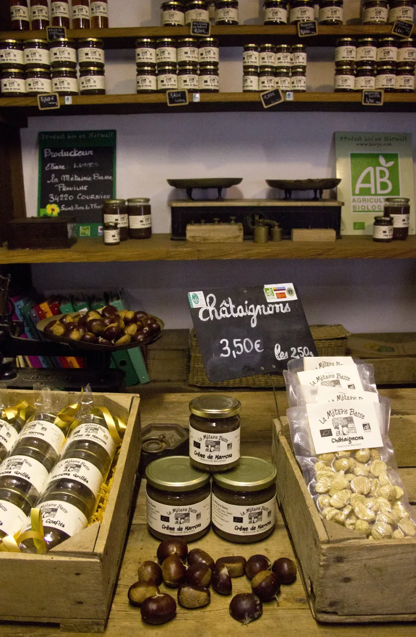 Produits à base de châtaigne Marque Parc, Métairie Basse, Courniou (34)