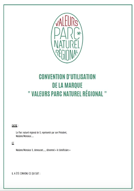 Extrait de la convention cadre du marque Valeurs Parc naturel régional