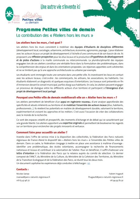 La contribution des ateliers hors les murs au programme Petites villes de demain