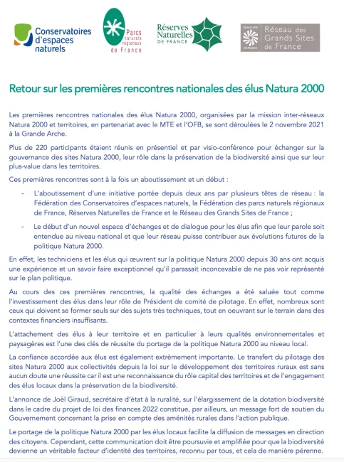 Retour sur les rencontres nationales des élus Natura 2000