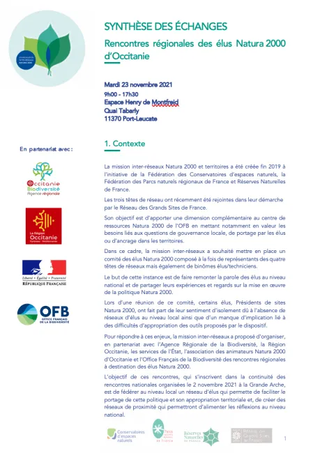 Rencontres régionales des élus Natura 2000 d'Occitanie