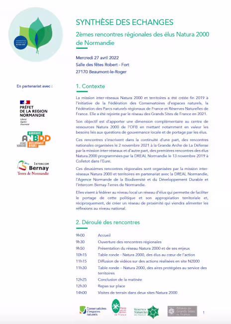 Rencontres régionales des élus Natura 2000 de Normandie