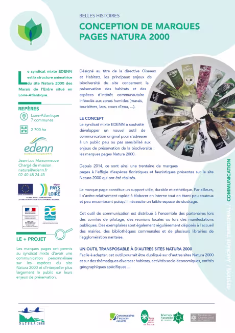 Conception de marques pages Natura 2000