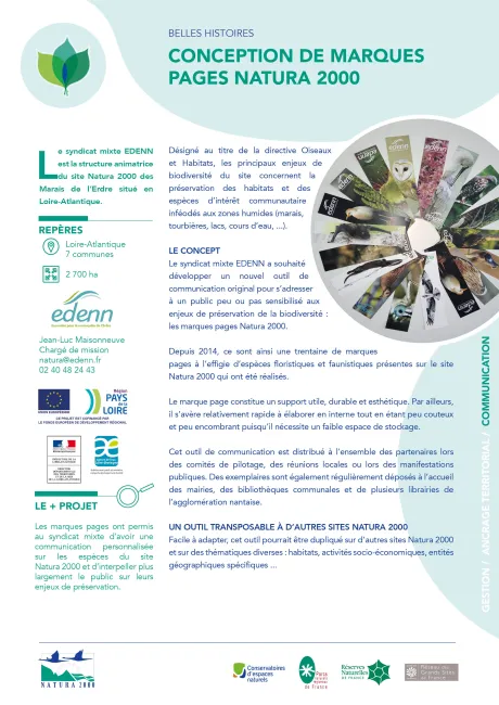 Conception de marques pages Natura 2000