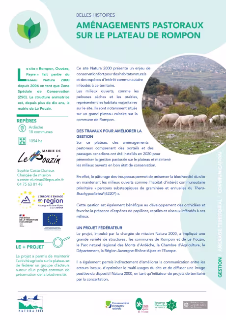 Installation d’aménagements pastoraux sur le plateau de Rompon