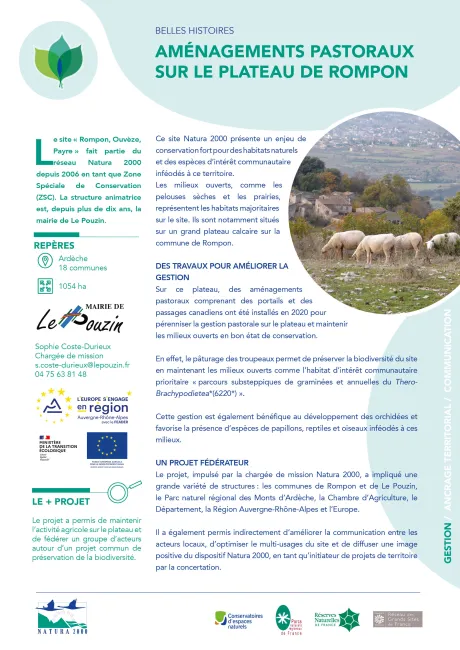 Installation d’aménagements pastoraux sur le plateau de Rompon