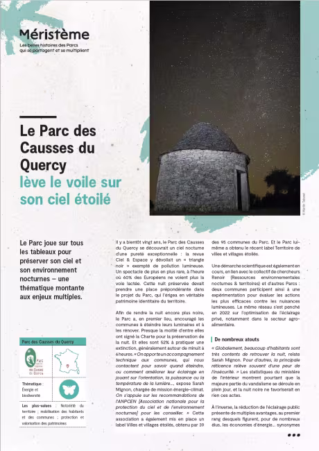 Le Parc des Causses du Quercy lève le voile sur son ciel étoilé