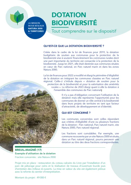 Plaquette dotation biodiversité