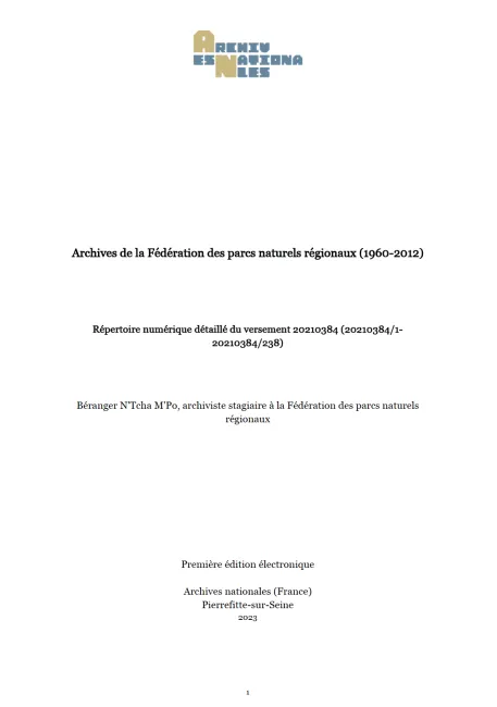 Archives de la Fédération des parcs naturels régionaux (1960-2012)