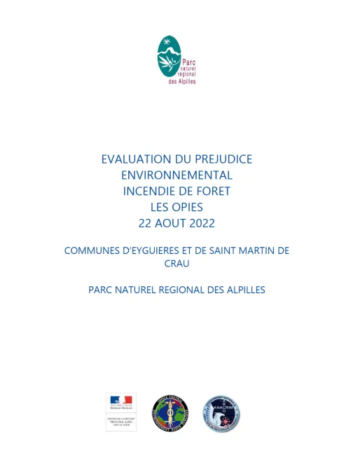 Evaluation du préjudice environnemental d'un feu de forêt dans le PNR des Alpilles en 2022