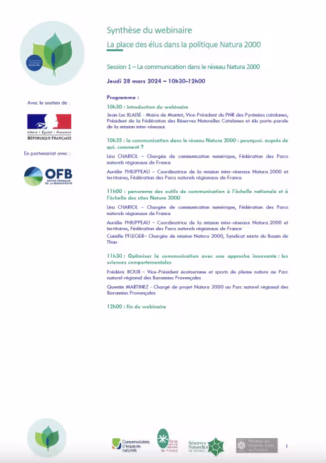 La communication dans le réseau Natura 2000 - CR webianire