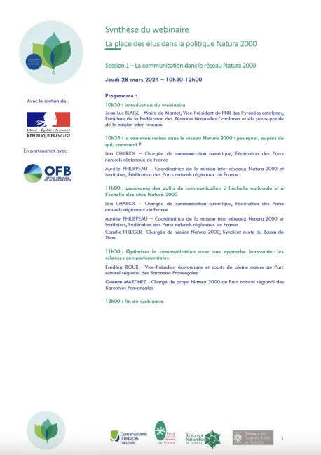 La communication dans le réseau Natura 2000 - CR webianire