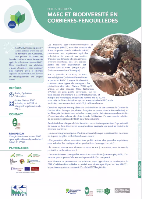MAEC et biodiversité en Corbières-Fenouillèdes