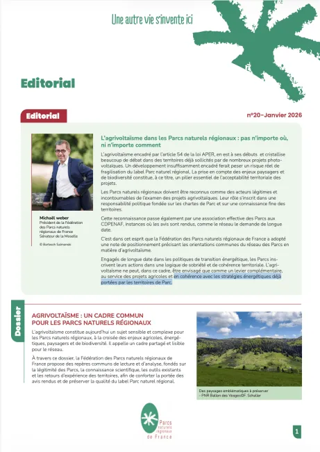 L'agrivoltaÏsme dans les Parcs : numéro spécial de la lettre Agroécologie Parcs