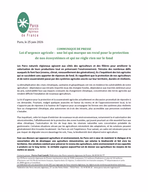 Loi d'urgence agricole : une loi qui marque un recul pour la protection de nos écosystèmes et qui ne règle rien sur le fond