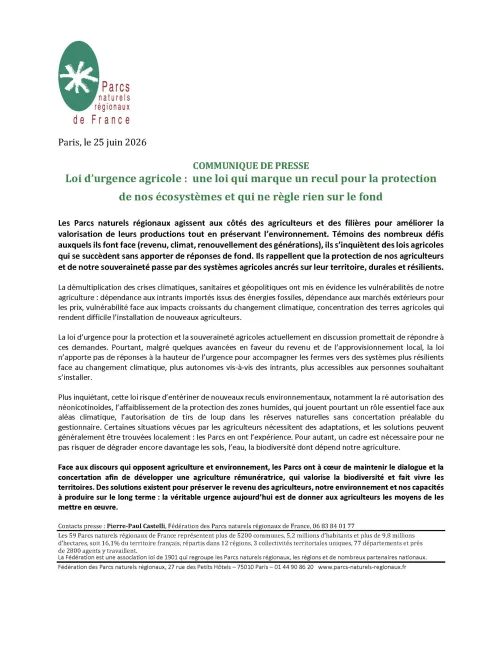 Loi d'urgence agricole : une loi qui marque un recul pour la protection de nos écosystèmes et qui ne règle rien sur le fond