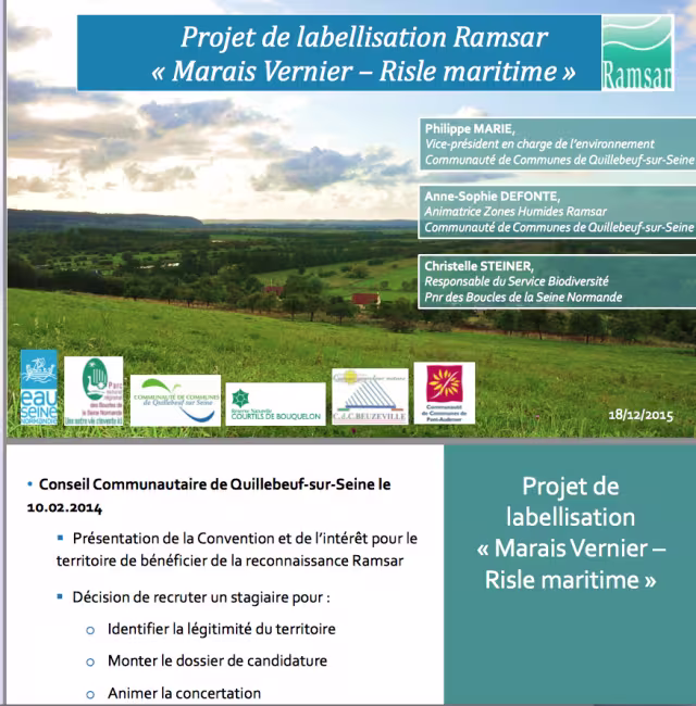 Projet de labellisation RAMSAR "Marais Vernier, Risle maritime"