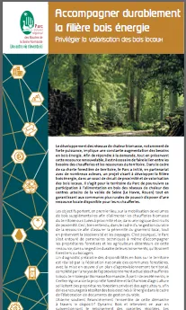 ACCOMPAGNER DURABLEMENT LA FILIERE BOIS ENERGIE