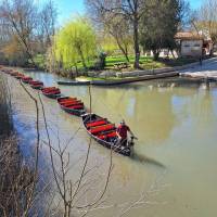 Arrivée du train des barques pour le lancement de la saison touristique du Marais poitevin pour les prestataires marqués Valeurs Parc naturel régional