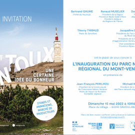 Invitation à l'Inauguration du PNR du Mont-Ventoux 15 mai 2022