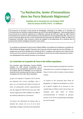 Synthèse de la rencontre du 1er octobre 2020