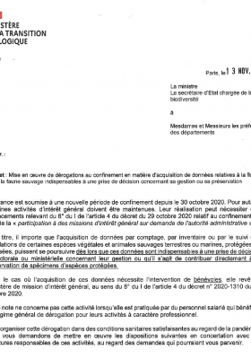 Note aux préfets de départements confinement & flore-faune sauvages[1][1]