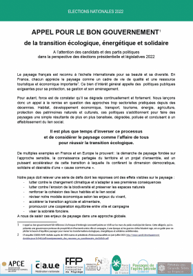 Dossier Appel pour le bon gouvernement de la transition écologique, énergétique et solidaire