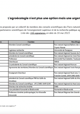 Liste des signataires de la tribune du CORP "L'agroécologie n'est plus une option mais une urgence !"