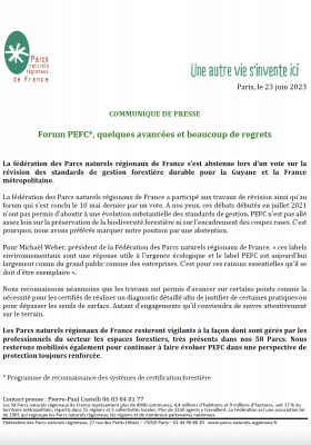 Forum PECF, communiqué presse 