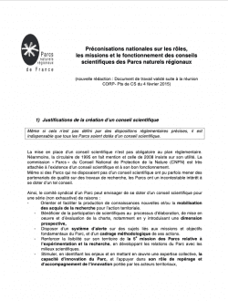 Préconisations nationales sur les rôles et missions des conseils scientifiques des Parcs