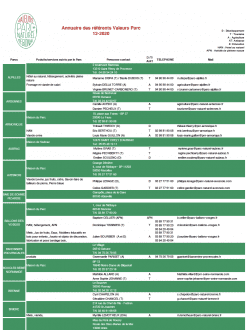 Annuaire des chargés de mission Valeurs Parc