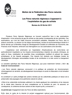 Les Parcs naturels régionaux sʼopposent à lʼexploitation du gaz de schiste