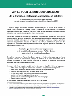 Dossier Appel pour le bon gouvernement de la transition écologique, énergétique et solidaire