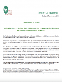 CP Michaël Weber, président de la Fédération des Parcs naturels régionaux de France, élu sénateur de la Moselle