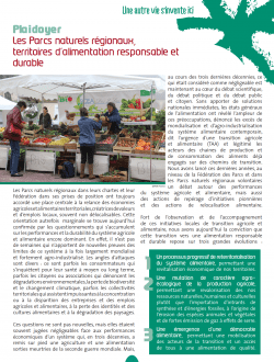 Plaidoyer Les Parcs naturels régionaux, territoires d’alimentation responsable et durable